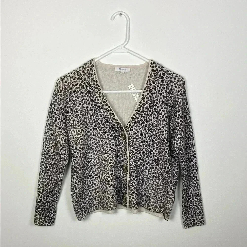 Madewell Women's XXS Floral Ribbed Cropped‎ Cardigan NWT Casual Classic Comfy